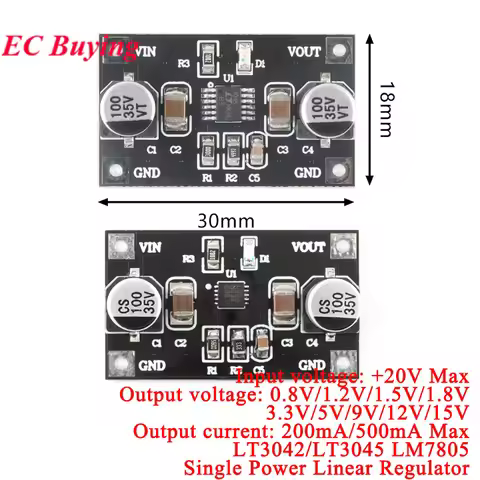 5Pcs/1pc LT3042 LT3045 Single Power Linear Regulator Module 3.3V 5V 12V Low Noise Ripple Radio Frequ