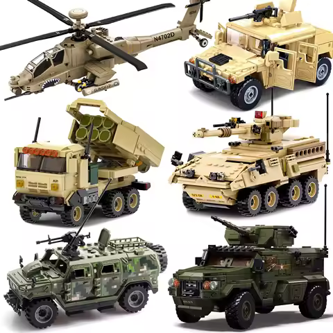Military Armored Hummer Stryker Tank Car US Russia Army Modern War Soldier Weapons Model Building Bl
