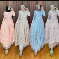 sale gamis viral cantika dress tutu // gamis pesta wanita camelia dress brokat tile // gamis rumbay