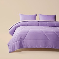 【618回饋10%】青鳥家居 雙重保暖組合/加大-奶蓋床包枕套+奶蓋被/紫芋莓果