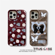 For iphone 15 Phone Case 11 12 13 14 Pro Max Casing Bunga Biru Kecil xr xs Max 7 8 Plus Luxury Silk 
