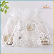 12pcs/pack (16X23) White Sunflower Gift Drawstring Bags Organza Jewelry Bag Wedding Party Christmas Bag Storage Creative Drawstring Makeup Lipstick Birthday Wedding Party Bags