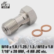 HUB sports Stainless Steel AN3 / AN4 / M10 / M12 Thread Turbo Brake Line Banjo Bolt Adapter with Cop