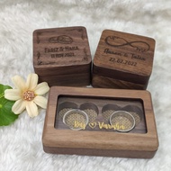 Personalized Rustic Wedding Wood Engagement Ring Box Holder Custom Design | Kotak Cincin | 定制戒指盒