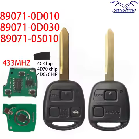 P/N: 89071-0D010/89071-0D030/89071-05010 433MHz 4D70/4C/4D67 Chip TOY47 Blade car Key for Toyota Cor