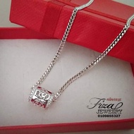 rantai dan loket charm bunga silver925 ( perak925 ), silver925 necklace and flower charm pendant