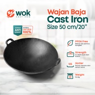 Seasoned Cast Steel Wok 20 Pieces (50cm) Thick / Cast Iron Wok / Cast Iron Wok / Frying Pan