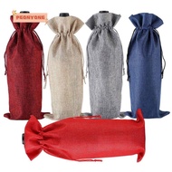 PEONYTWO 3Pcs Wine Bottle Cover, Pouch Gift Drawstring Linen Bag, Durable Packaging Champagne Washable Wine Bottle Bag Wedding Christmas Party