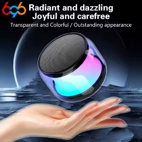 360° Mini Compactly TWS Wireless Bluetooth-compatible Speaker Soundbar Loudspeaker LED Lights for Tr