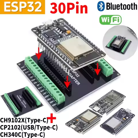 ESP32 Development Board with CP2102 CH9102X Driver Chip USB/Type-C Interface Development Board 30Pin