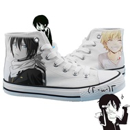 Uni Anime Print Noragami White Casual Canvas Shoes YATO Iki Hiyori Yukine Student Flat duck shoes Sneakers
