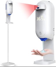 Commercial Automatic Hand Sanitizer Dispenser with Stand and Touchless Thermometer ℃ &℉ Free Switch,