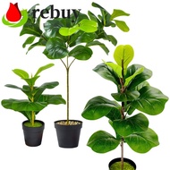 REBUY Artificial Fiddle Leaves Fig Tree, Real Touch Plastic Fake Ficus Tree, Green Plant Large Delic