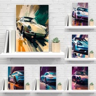 Abstract Luxury Sports Car 911 GT3 RS Graffiti Canvas Painting Modern Colorful Racing Poster Superca