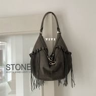 Real Shot❤ Korean Version Suede Tassel Tassel Bag 2025 Autumn Winter Fashion Hot Girl Large-Capacity