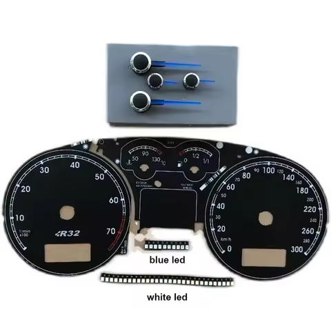 R32 Instrument Blue Needle Pointer Scale Paper ,LED Light for VW Bora MK4 Golf 4 R32 Meter Maximum 3