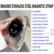 [Ready Stock] Braided Stainless Steel Magnetic Strap Band for Smart Watch Garmin Vivoactive 4s, Garm