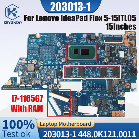 For Lenovo IdeaPad Flex 5-15ITL05 Laptop Motherboard 203013-1 448.0K121.0011 Core i7-1165G7 With RAM