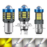Ultra Bright Dual Color White Yellow LED Headlight Projector Lens H4 Ba20d P15d for Motorcycles
