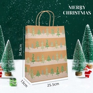 Christmas Kraft Paper Gift Tote Bag Shiny Santa Claus Snowman Kraft Bags Christmas Tree Sled Elk Pre