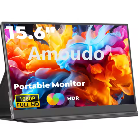 Amoudo 15.6 Inch 1920x1080P Portable Monitor Extend Display IPS LCD Panel Penhole Stand VESA USBC Mi