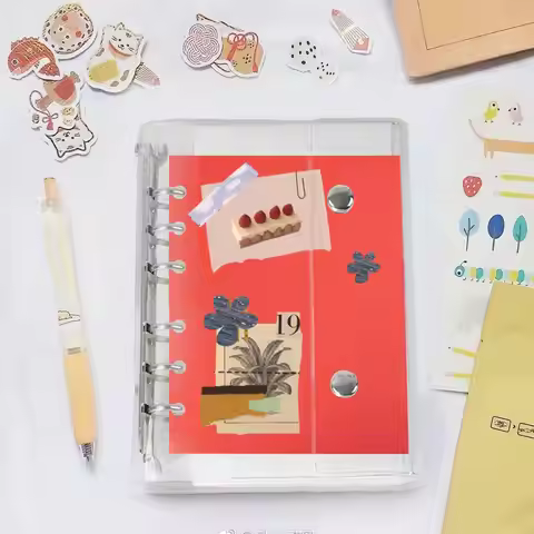 Clear Binder A6/A7 6-Ring Transparent PVC Planner Personal Organizer Binder Cover Loose Leaf Folder 