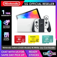 Nintendo Switch OLED Console System (White Joy-Con) with SD Card Bundle 128GB/256GB/512GB - Local SG Warranty 12BUY.IOT