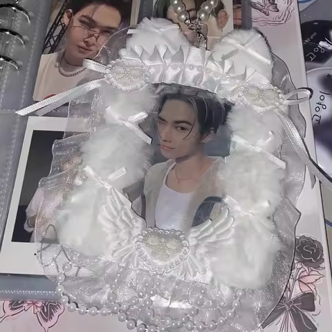 Lace Kpop Idol Photocard Holder Korean Idol Card Protective Cover with Keychain Binder Cardholder Cr