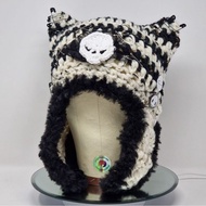HANDMADE SKULL BEANIE CAT HAT/CAT EARFLAP/CAT HAT CAT HAT/CAT BEANIE HAT CUTE HAT VIRAL/ KOREAN FASH