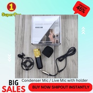 Premium Condenser Mic / Live Mic with mic cover and mic holder for Phone Computer Live Streaming Vid