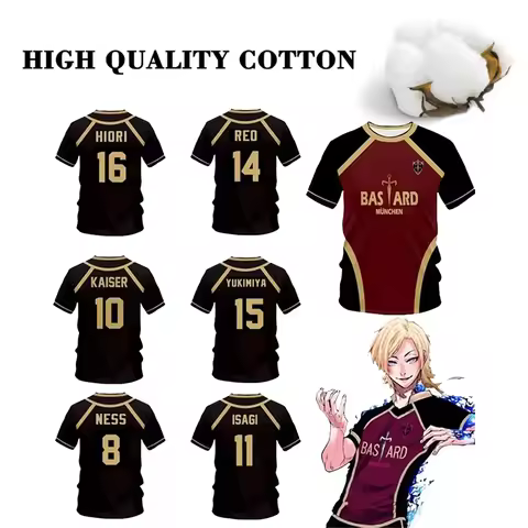 Anime Blue Lock Futsal Jersey Bastard Munich Kaiser Summer Men's And Women's Casual Sport T Shirt Hi
