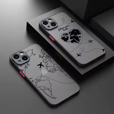 Travel-nspired Airplane Route Desian Matte Transparent Phone Cover For iPhone Case 16 15 14 13 12 11