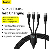 Baseus 3 In 1 Type-C To M+L+C Fast Charging Cable PD100W QC18W Phone Charger Cable For Phone 13 12 S