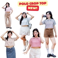 RUDA.012 Polo Crop Top Striped Pattern Lotus Collar Style Decorated With Cute Lace