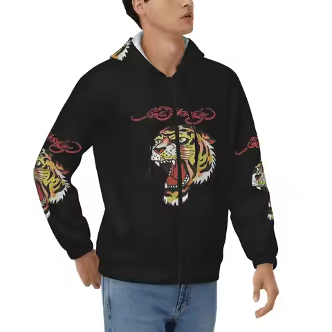 The First Incarnation Of Tattoo Ed Hardy Zipper Hoodie Hip Hop Pullover Autumn Winter Men Women Swea