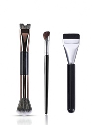 1ชิ้น/ชุด 3 ชิ้น แปรงแต่งหน้ารูปจมูก, แปรงคู่รูปตัว U และฟูฟ่อง, แปรงแต่งเงาเฉียงสำหรับจมูก, แปรงรอง