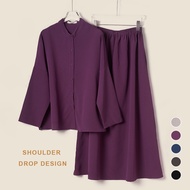 YOUMILIER Women Suit Round Neck Set Loose Skirt Baggy baju YM-WM-015
