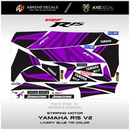 Striping R15 V2 Blue Tri Color Aji Firmanto Racing / Stiker Motor Yamaha R15 V2 Desain Custom / Stoc