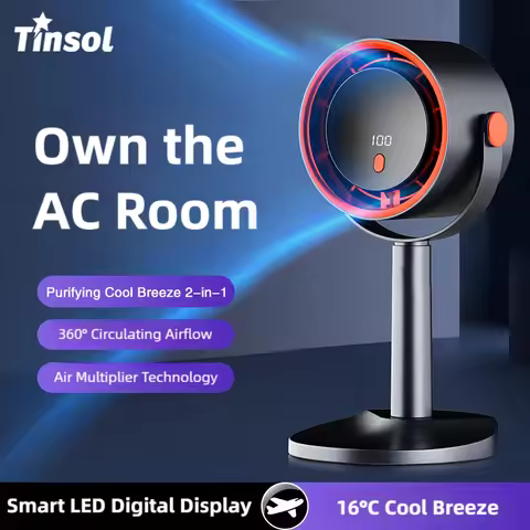 TINSOL Bladeless Electric Fan, Portable Outdoor Camping Fan with Timer Function Office Dormitory USB