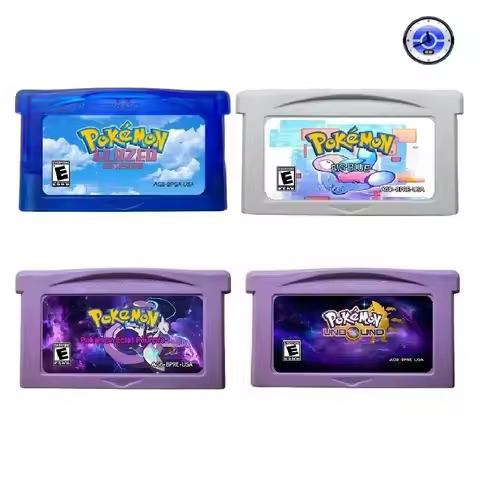 RTC English Game Cartridge Pokémon Big Blue，Eclat Pourpr， Unbound ，Glazed， GBA Flash Game Cartridge,