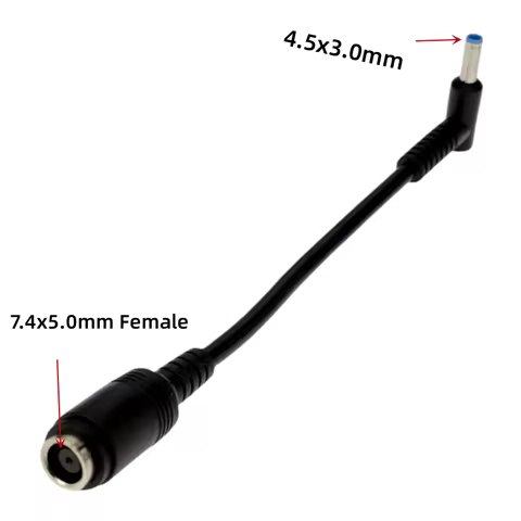 DC Power 7.4x5.0mm Female To 4.5x3.0mm Male Central Pin Angled Adapter Connector Cord Cable For HP L