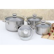 FiveStar Standard cookware set with 4 FS08CG glass lid (1 16cm pot x 1 18cm x 1 20cm pot x 1 24cm po