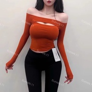 New Style Off-shoulder Long-sleeve Slim Fit Sexy T-shirt for Women