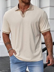 Manfinity Homme 男款大尺寸條紋飾邊短袖 Polo 衫