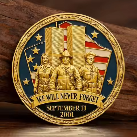 We Will Never Forget September 11,2001 2D Printed Collection Coin America Spirit 9.11 Attack Gold Pl