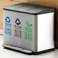 Sorting Trash Can Stainless Steel Double Barrel Three Barrel Large Barrel Box 18L30L27L45L50L Storag