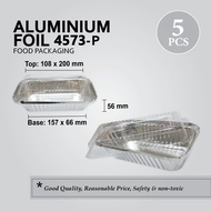 4573-P(RECTANGULAR) ALUMINIUM FOIL TRAY WITH LID 5PCS