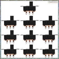 10Pcs High Knob 6 Pin 3 Position DPDT Panel Slide Switch 0.5A 50V DC