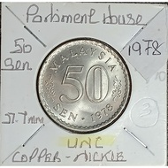 ( Syiling ) 50 Sen 1978 ( UNC ) Malaysia Parliament House