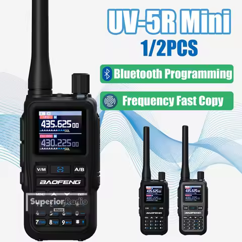 1/2PCS Baofeng UV-5R Mini Walkie Talkie Bluetooth Programming Type-C Dual PTT Lightweight 999 Channe